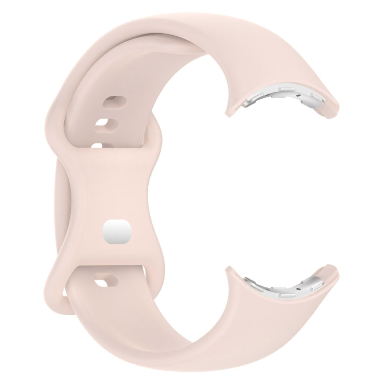 For Google Pixel Watch 2 Solid Color Silicone Watch Band, Size:L Size(Pink)
