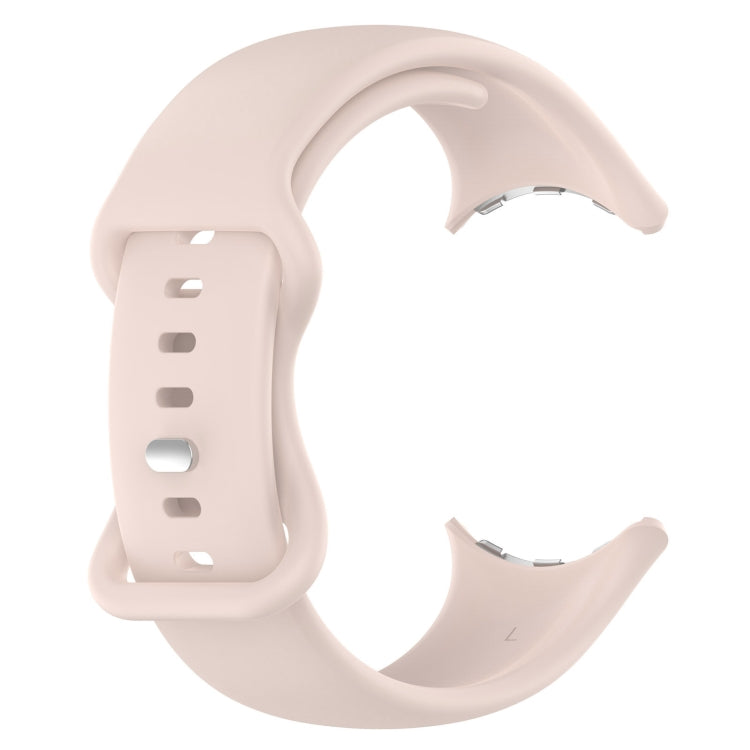 For Google Pixel Watch 2 Solid Color Silicone Watch Band, Size:L Size(Pink)