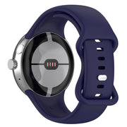 For Google Pixel Watch 2 Solid Color Silicone Watch Band, Size:L Size(Blue)