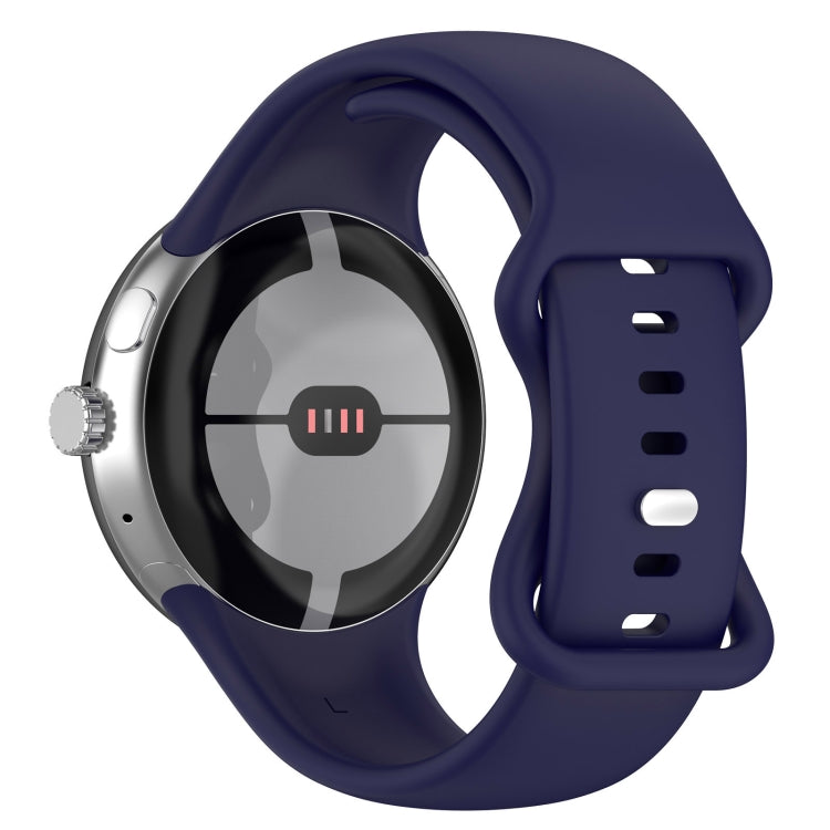 For Google Pixel Watch 2 Solid Color Silicone Watch Band, Size:L Size(Blue)
