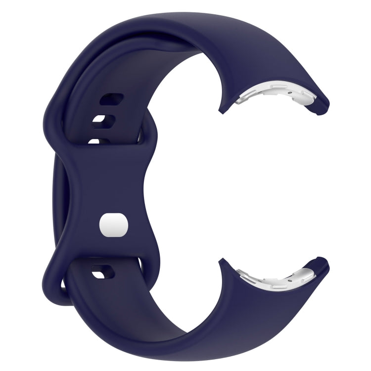 For Google Pixel Watch 2 Solid Color Silicone Watch Band, Size:L Size(Blue)