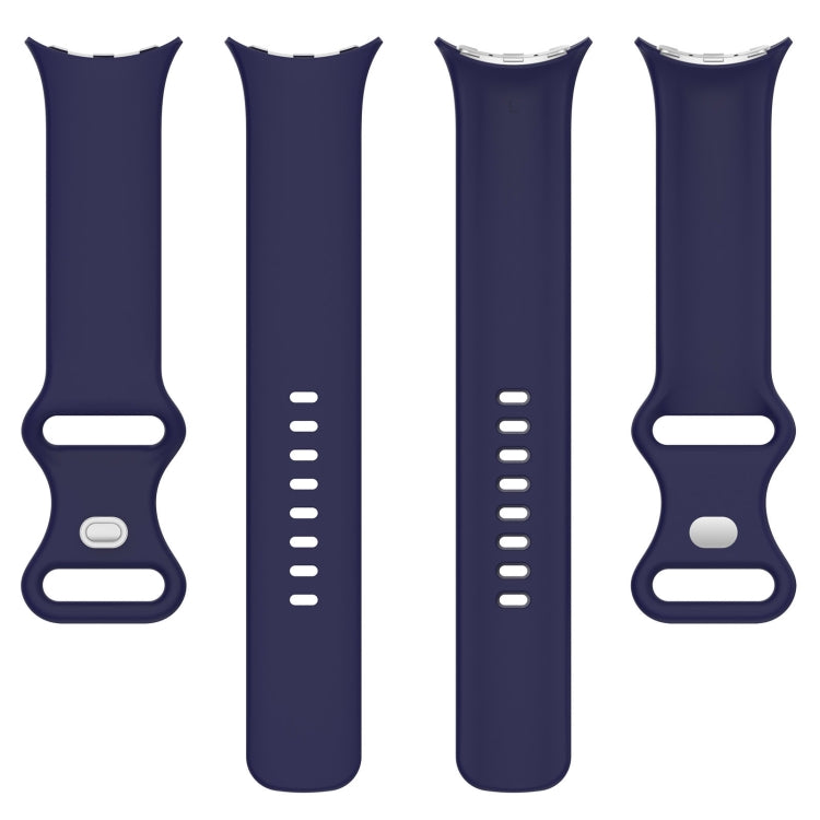 For Google Pixel Watch 2 Solid Color Silicone Watch Band, Size:L Size(Blue)