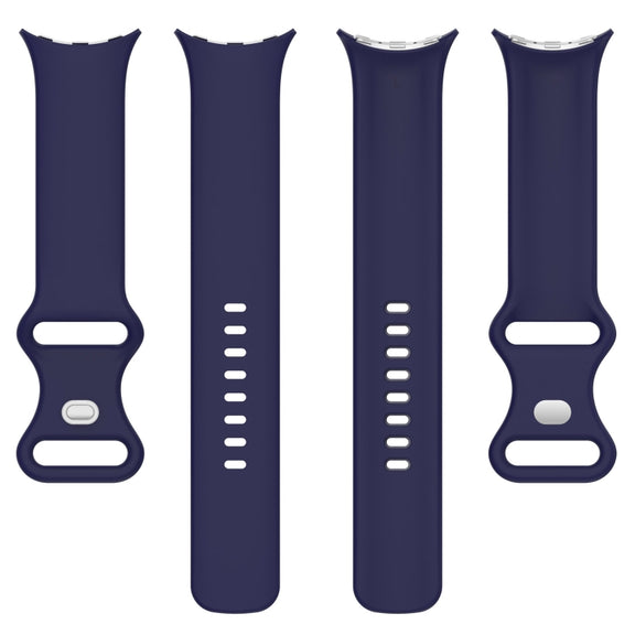 For Google Pixel Watch 2 Solid Color Silicone Watch Band, Size:L Size(Blue)
