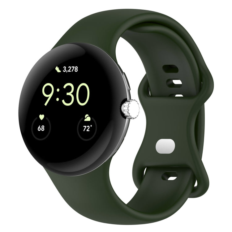 For Google Pixel Watch 2 Solid Color Silicone Watch Band, Size:L Size(Green)