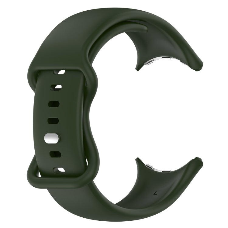 For Google Pixel Watch 2 Solid Color Silicone Watch Band, Size:L Size(Green)