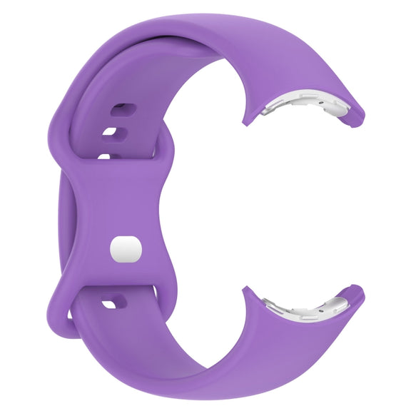 For Google Pixel Watch 2 Solid Color Silicone Watch Band, Size:L Size(Purple)