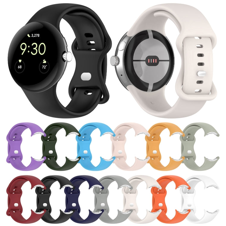 For Google Pixel Watch 2 Solid Color Silicone Watch Band, Size:L Size(Red)