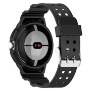 For Google Pixel Watch 2 Integrated Fully Enclosed Silicone Watch Band(Black)