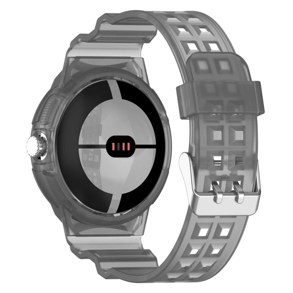 For Google Pixel Watch 2 Integrated Fully Enclosed Silicone Watch Band(Transparent Black)
