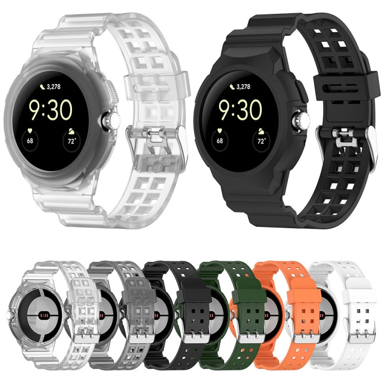 For Google Pixel Watch 2 Integrated Fully Enclosed Silicone Watch Band(Army Green)