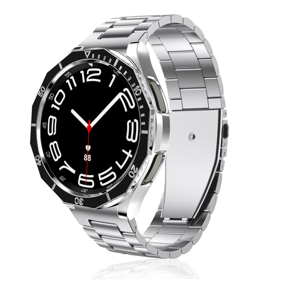 For Samsung Galaxy Watch6 Classic 47mm R960 Electroplate PC Case + Tempered Film + Watch Bezel Ring Set(Black+Silver)