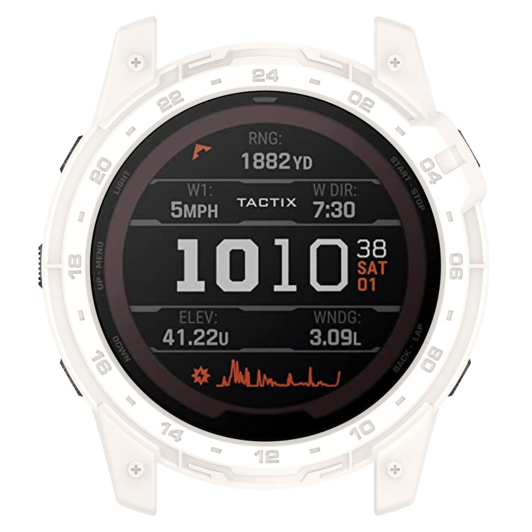 For Garmin Tactix 7 Amoled Armor Hollow TPU Watch Protective Case(Ivory White)