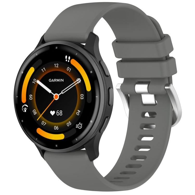 For Garmin Venu 3 Liquid Glossy Silver Buckle Silicone Watch Band(Dark Grey)