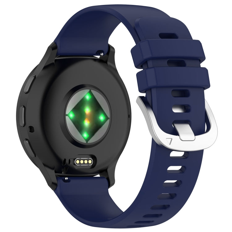 For Garmin Venu 3 Liquid Glossy Silver Buckle Silicone Watch Band(Dark Blue)