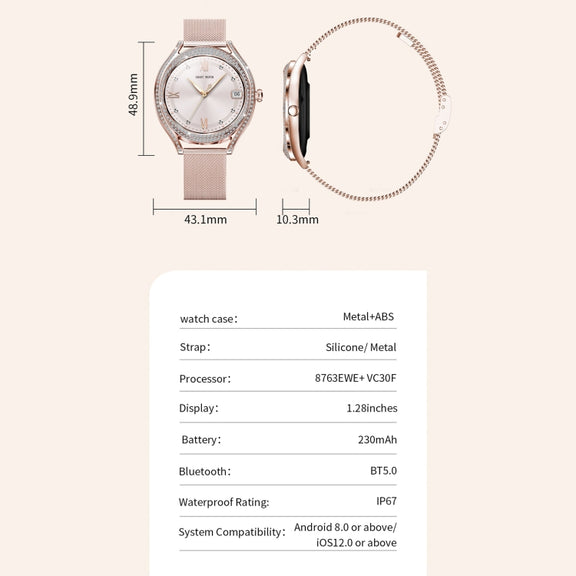 V66 1.28inch BT5.0 Smart Watch Support Heart Rate/ Sleep Detection, Style:Silicone Strap(Silver)