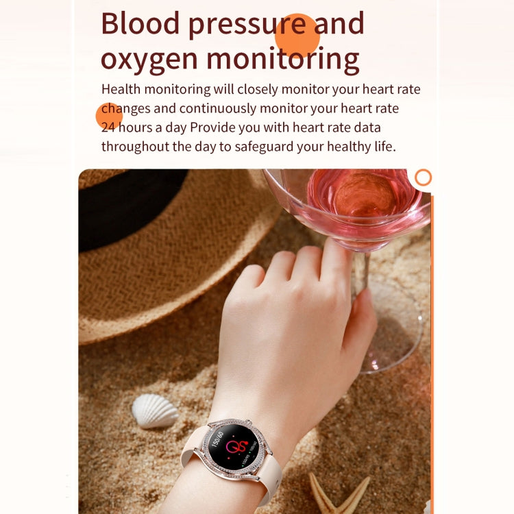 V66 1.28inch BT5.0 Smart Watch Support Heart Rate/ Sleep Detection, Style:Silicone Strap(Gold)