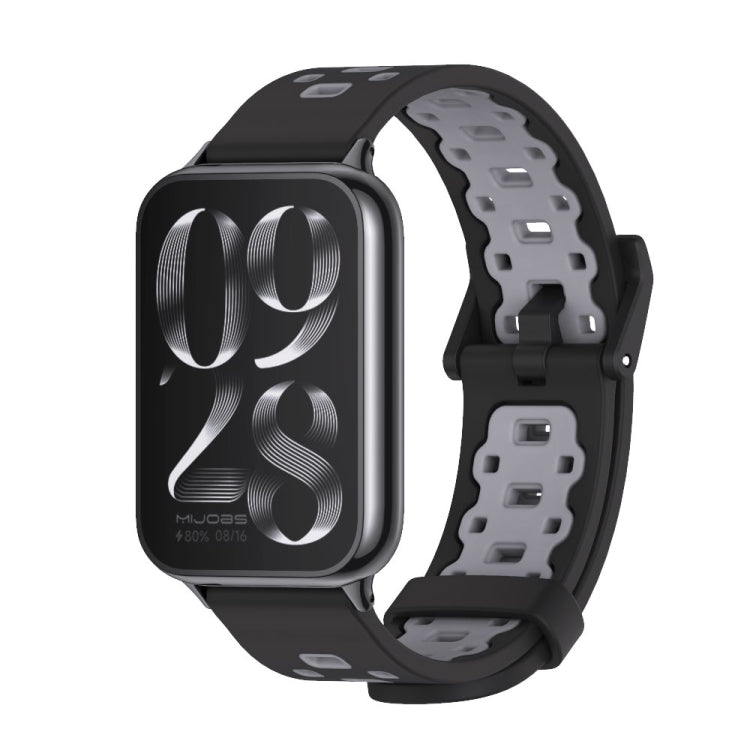 For Xiaomi Smart Band 9 Pro / 8 Pro Mijobs Square Hole Breathable Silicone Watch Band(Black Grey)
