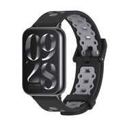 For Xiaomi Smart Band 9 Pro / 8 Pro Mijobs Square Hole Breathable Silicone Watch Band(Black Grey)