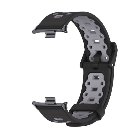 For Xiaomi Smart Band 9 Pro / 8 Pro Mijobs Square Hole Breathable Silicone Watch Band(Black Grey)