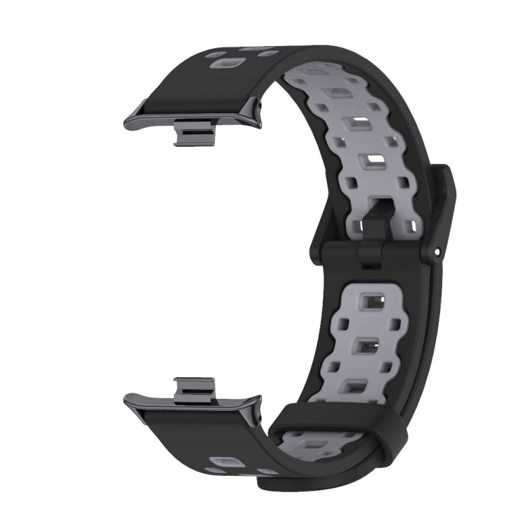 For Xiaomi Smart Band 9 Pro / 8 Pro Mijobs Square Hole Breathable Silicone Watch Band(Black Grey)