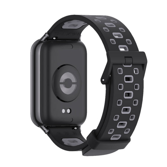 For Xiaomi Smart Band 9 Pro / 8 Pro Mijobs Square Hole Breathable Silicone Watch Band(Black Grey)