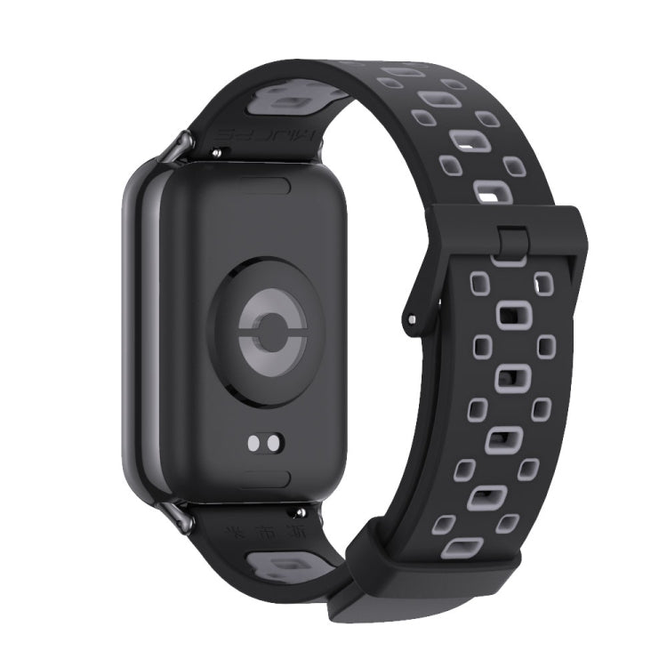 For Xiaomi Smart Band 9 Pro / 8 Pro Mijobs Square Hole Breathable Silicone Watch Band(Black Grey)
