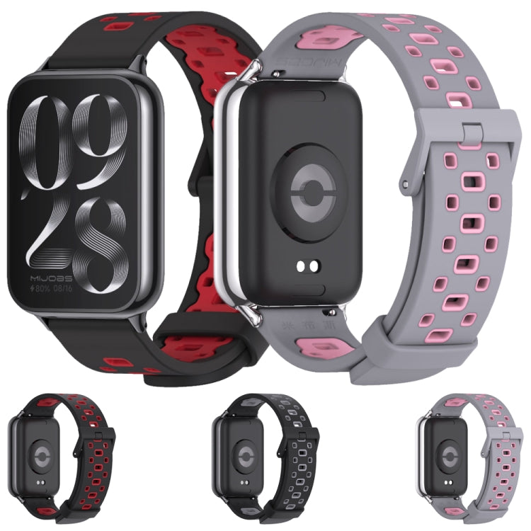 For Xiaomi Smart Band 9 Pro / 8 Pro Mijobs Square Hole Breathable Silicone Watch Band(Black Grey)