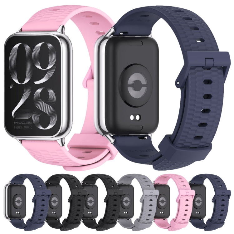 For Xiaomi Mi Band 8 Pro Mijobs Honeycomb Texture Silicone Watch Band(Midnight Blue Black)