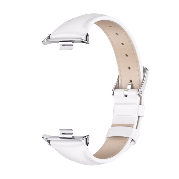 For Xiaomi Smart Band 9 Pro / 8 Pro Mijobs Genuine Leather Slim Watch Band(White Silver)