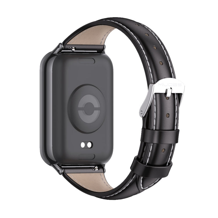 For Xiaomi Mi Band 8 Pro Mijobs Genuine Leather Slim Watch Band(Black)