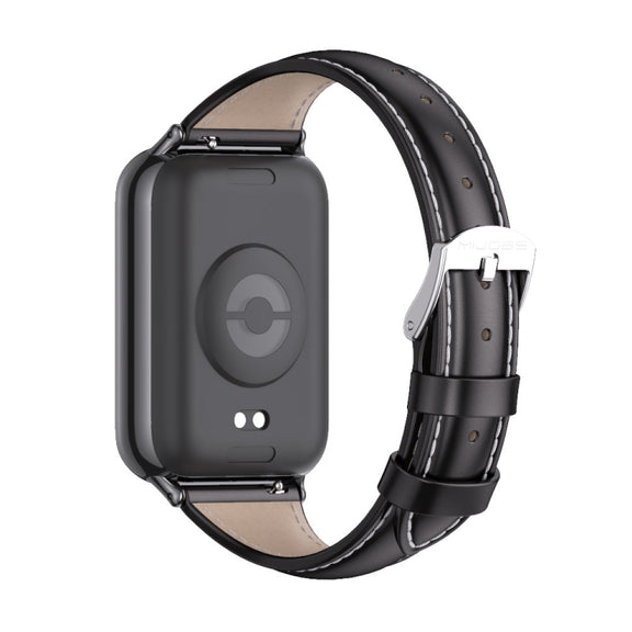 For Xiaomi Mi Band 8 Pro Mijobs Genuine Leather Slim Watch Band(Black)