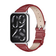 For Xiaomi Smart Band 9 Pro / 8 Pro Mijobs Genuine Leather Slim Watch Band(Red Silver) - Watch Bands by MIJOBS | Online Shopping South Africa | PMC TechLife | Buy Now Pay Later Mobicred