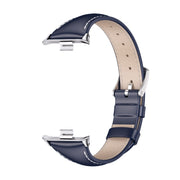 For Xiaomi Smart Band 9 Pro / 8 Pro Mijobs Genuine Leather Slim Watch Band(Blue Silver)
