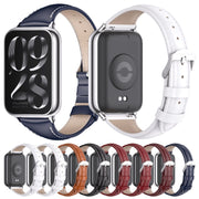 For Xiaomi Smart Band 9 Pro / 8 Pro Mijobs Genuine Leather Slim Watch Band(Blue Silver)