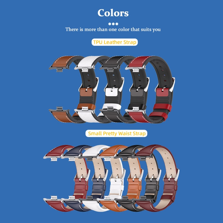 For Xiaomi Smart Band 9 Pro / 8 Pro Mijobs Genuine Leather Slim Watch Band(Red Silver)