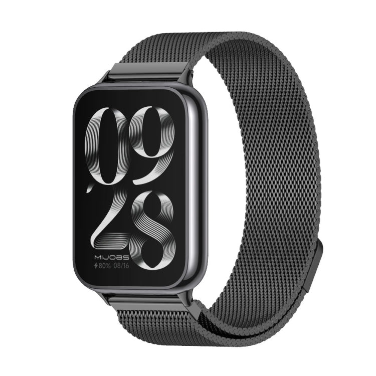 For Xiaomi Smart Band 9 Pro / 8 Pro Mijobs Milan Magnetic Stainless Steel Watch Band(Black)