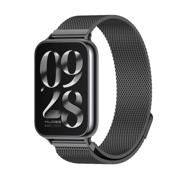 For Xiaomi Smart Band 9 Pro / 8 Pro Mijobs Milan Magnetic Stainless Steel Watch Band(Black)