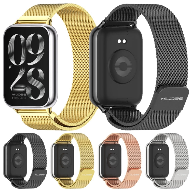 For Xiaomi Smart Band 9 Pro / 8 Pro Mijobs Milan Magnetic Stainless Steel Watch Band(Black)