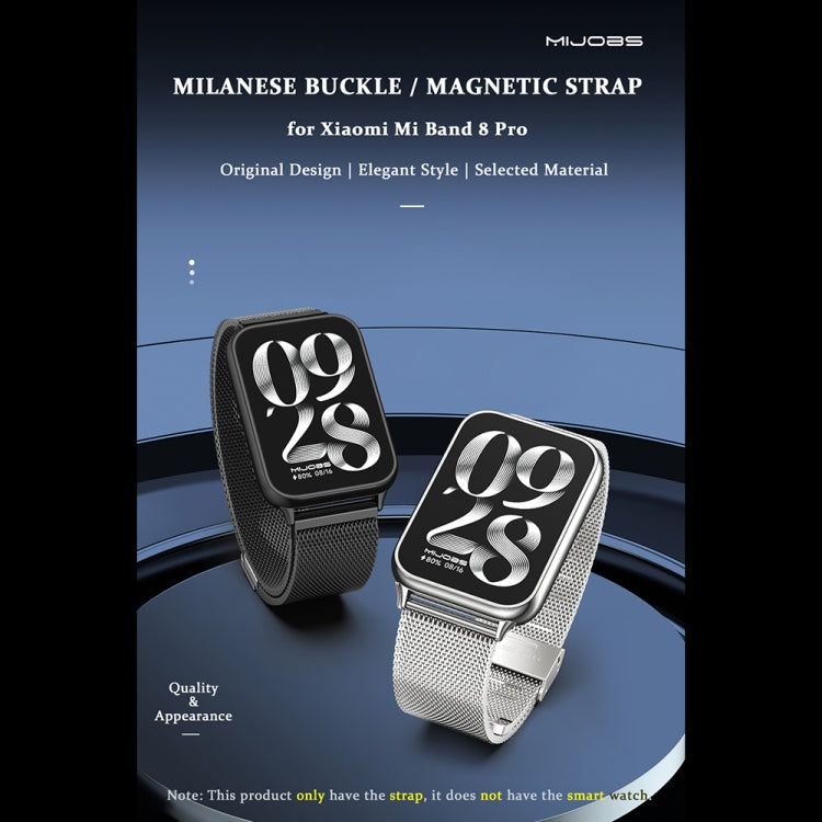 For Xiaomi Smart Band 9 Pro / 8 Pro Mijobs Milan Magnetic Stainless Steel Watch Band(Black)