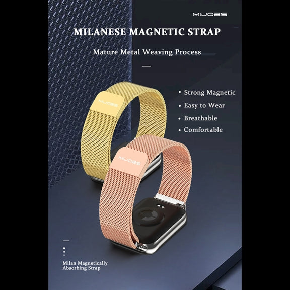 For Xiaomi Smart Band 9 Pro / 8 Pro Mijobs Milan Magnetic Stainless Steel Watch Band(Black)