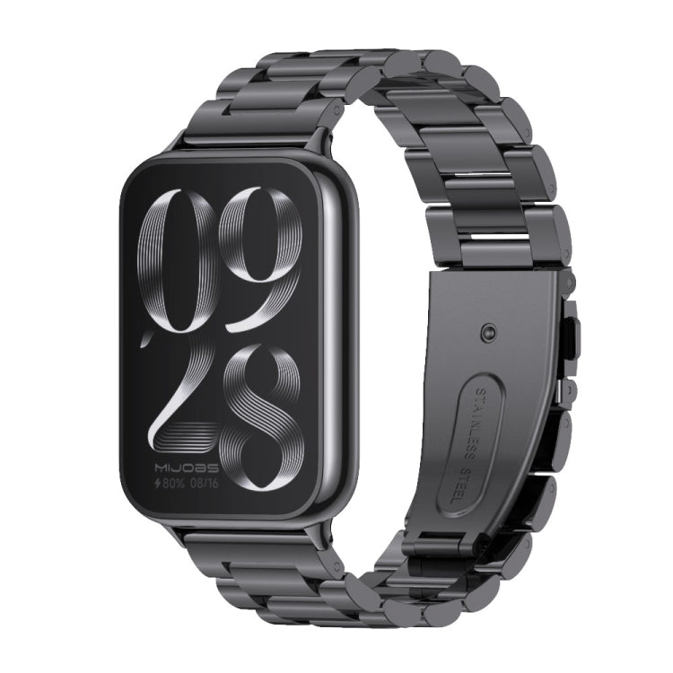 For Xiaomi Smart Band 9 Pro / 8 Pro Mijobs Three Beads Stainless Steel Watch Band(Black)