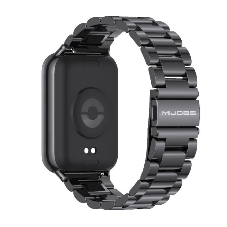 For Xiaomi Smart Band 9 Pro / 8 Pro Mijobs Three Beads Stainless Steel Watch Band(Black)