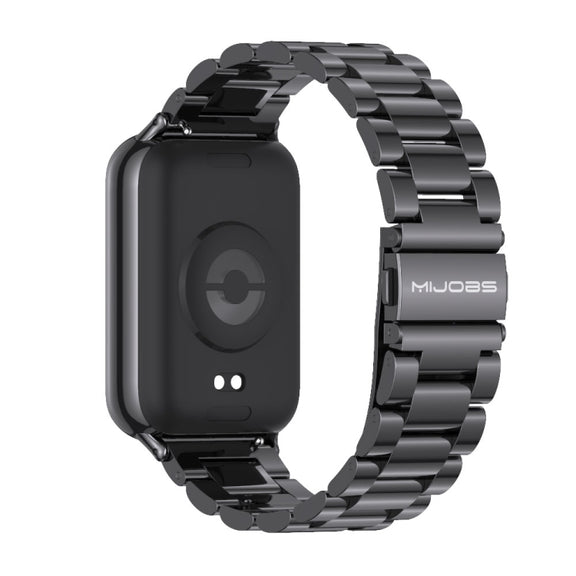 For Xiaomi Smart Band 9 Pro / 8 Pro Mijobs Three Beads Stainless Steel Watch Band(Black)