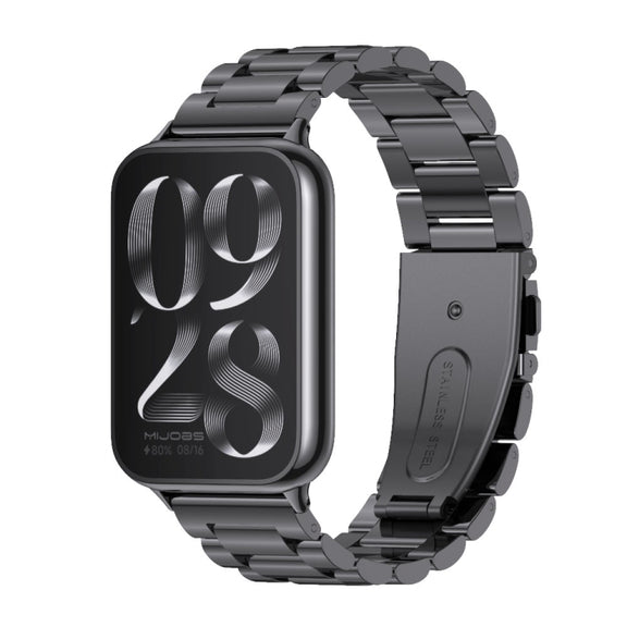 For Xiaomi Smart Band 9 Pro / 8 Pro Mijobs Three Beads Stainless Steel Watch Band(Black)