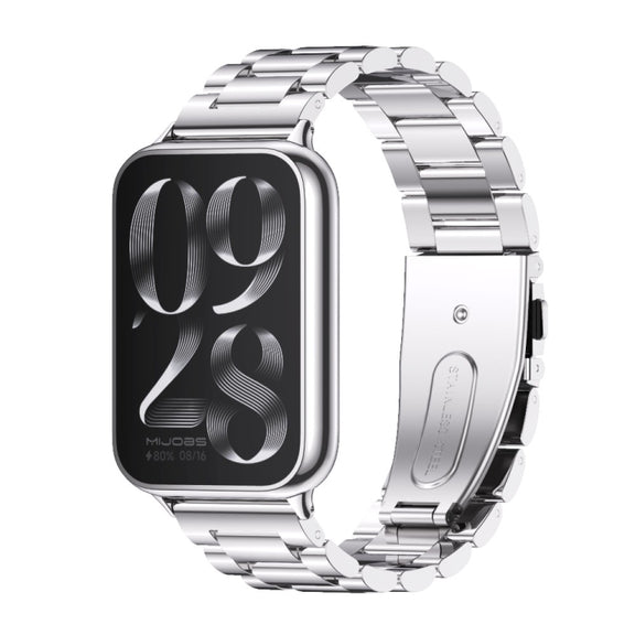 For Xiaomi Smart Band 9 Pro / 8 Pro Mijobs Three Beads Stainless Steel Watch Band(Silver)
