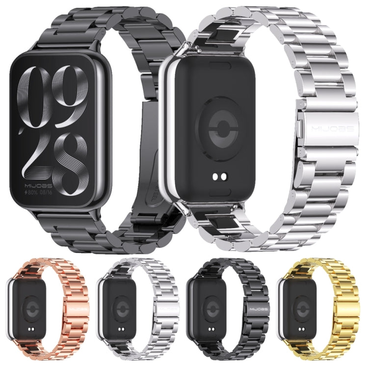For Xiaomi Smart Band 9 Pro / 8 Pro Mijobs Three Beads Stainless Steel Watch Band(Black)