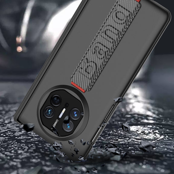 For Huawei Mate X5 GKK Wristband Integrated Privacy Film Magnetic Hinge Phone Case(Black)