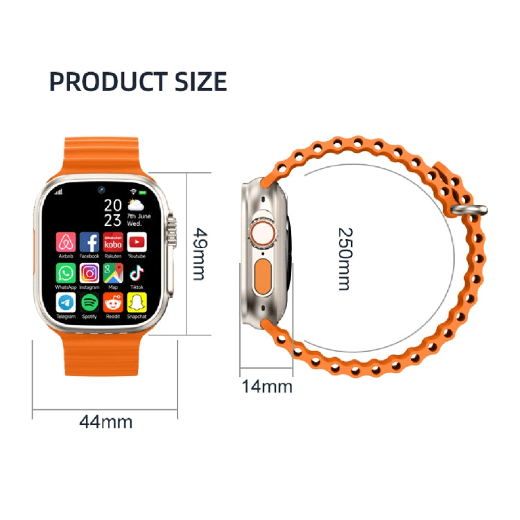 GS37 1.95 inch Screen Smart Phone Watch, 1GB+16GB, Android 9.0, Spreadtrum SL8541E, Network: 4G, Single Nano SIM, Front & Rear Camera(Orange Gold)