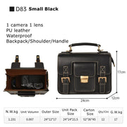 Cwatcun D83 Vintage Small Camera Case Leather Camera Messenger Bag, Size:24 x 17 x 12cm(Black)