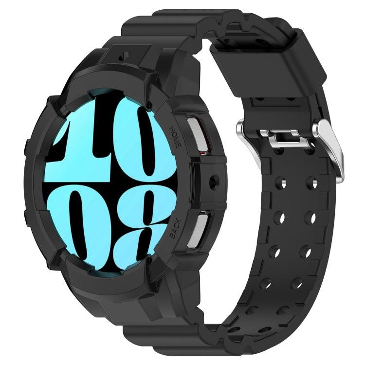 For Samsung Galaxy Watch 6 40mm Armor Silicone Watch Band + Watch Case Set(Black)
